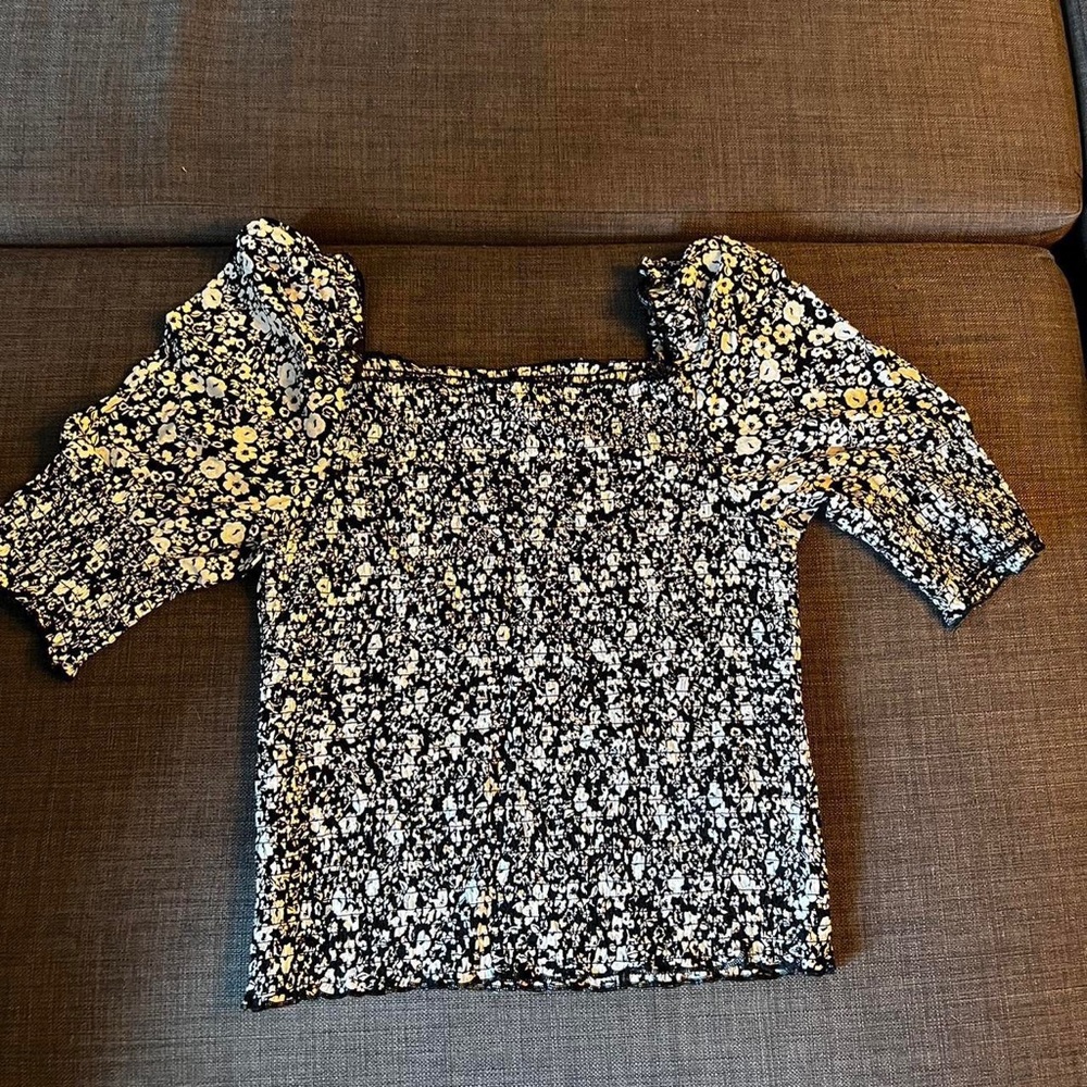 Black + White Flower Summer Top